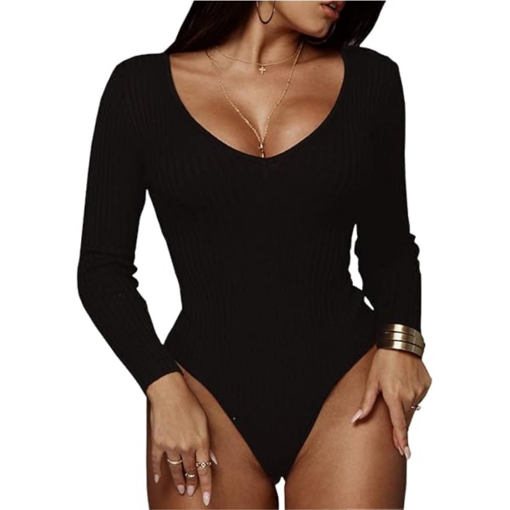 Abercrombie & Fitch Black Long Sleeve Bodysuit